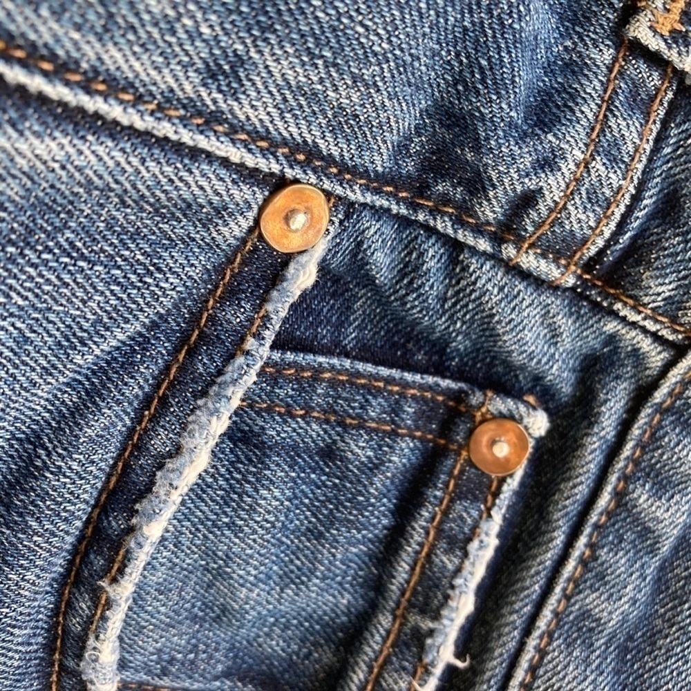 Point Sur Shoreditch Straight Leg Raw Hem Denim Jeans Patch Distressed sz 28 - Picture 9 of 15